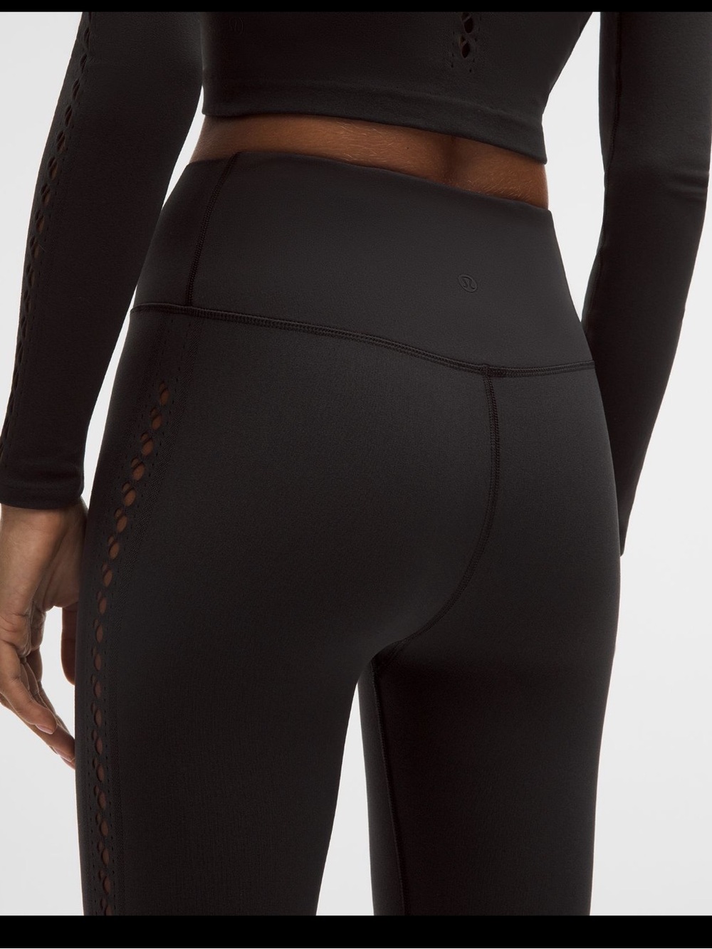 lululemon RevealKnit Black Eyelet High Rise Leggings. Worn once.
